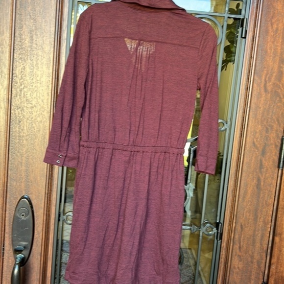 Loft cute maroon drawstring waist long sleeve dress - Picture 7 of 11